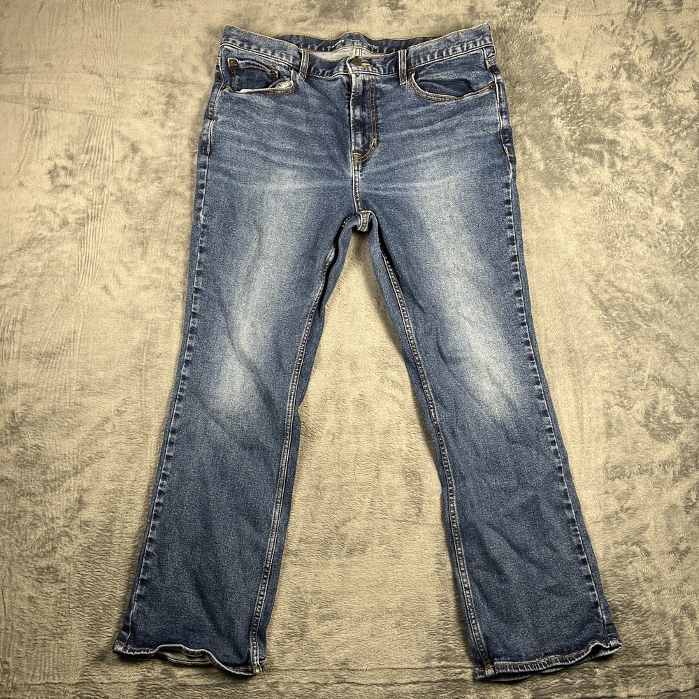 Old Navy Bootcut Built In Flex Jeans Mens 36x30 Blue Whiskered Denim Cotton Logo